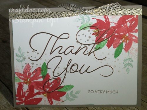 Stampin Up, Avant Garden, So Very Much, Metallic Ribbon, Thank you card